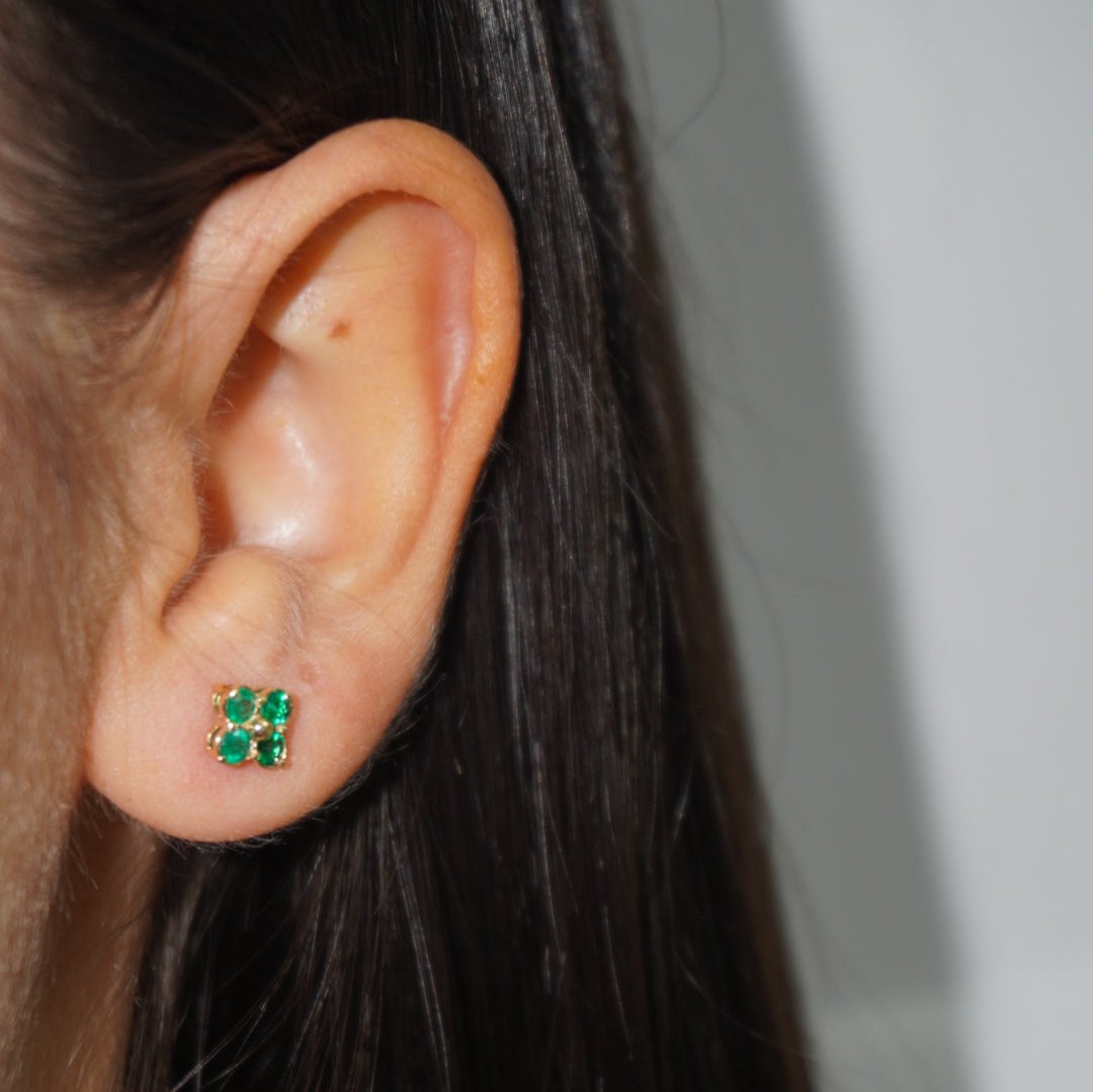ARETES TREBOL ESMERALD