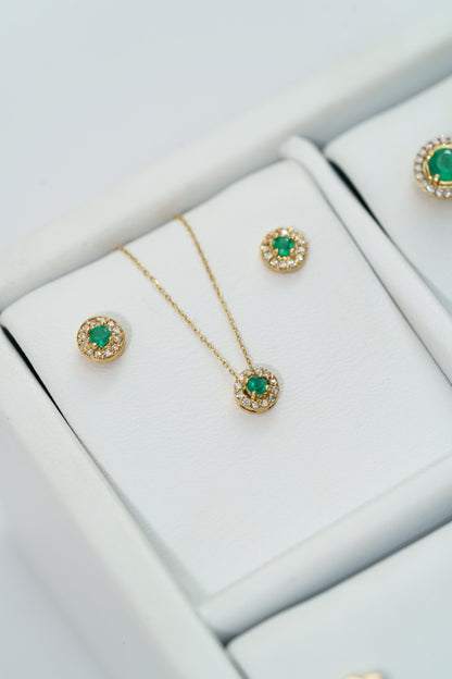 30. JUEGO HALO EN ESMERALDA Y DIAMANTES