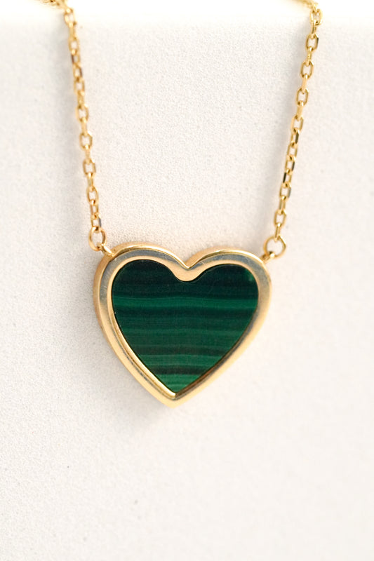 CADENA CORAZÓN MALAQUITA